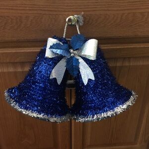 💜 Blue Decorative Holiday Bells with Silver Trim